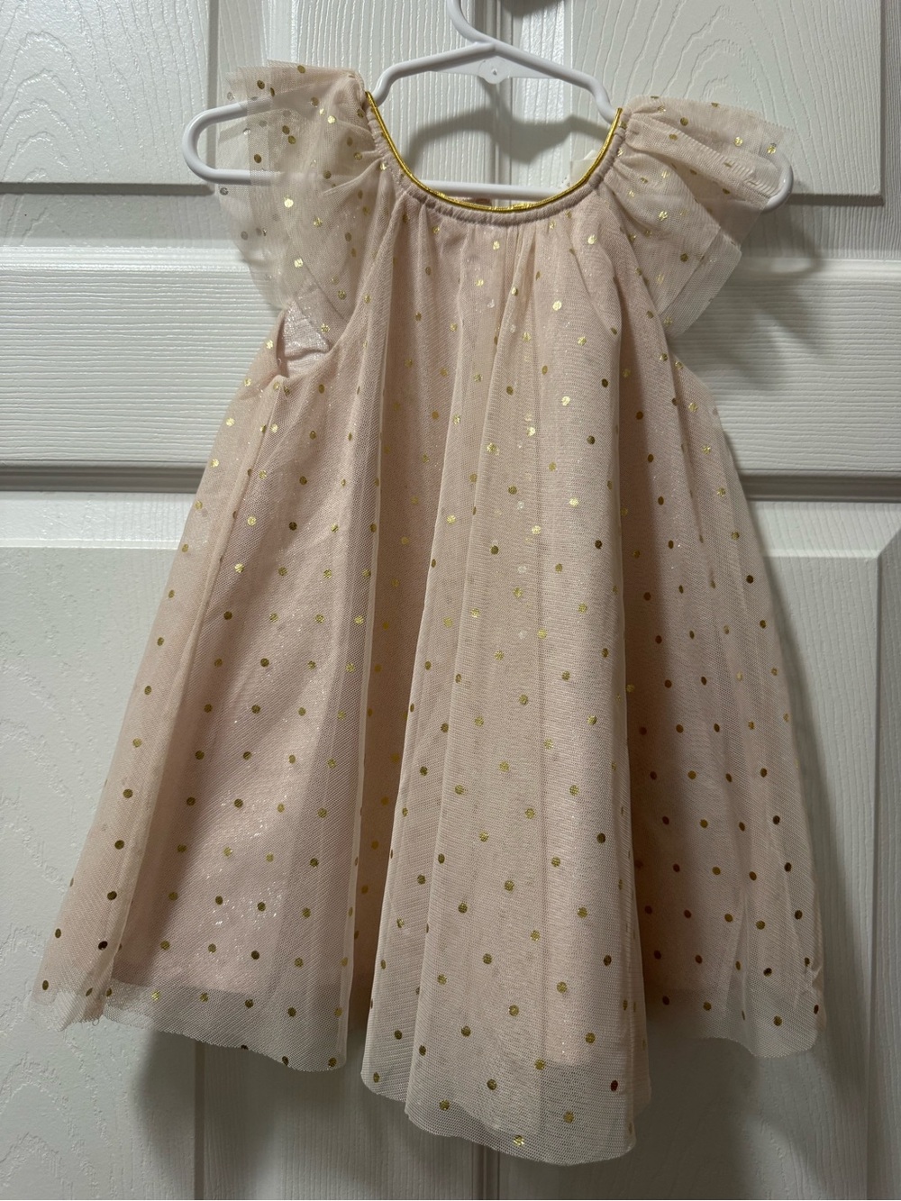 H&M Blush Pink Tulle Dress with Gold Dot Accents
